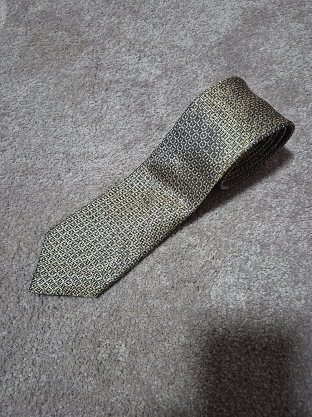 Joseph Abboud Gold and Gray Micro-Check Silk Tie